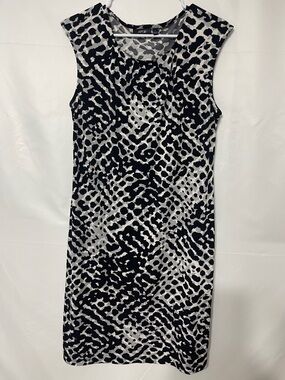 Apt. 9 Black & White Sleeveless Animal-Print Midi Shift Dress